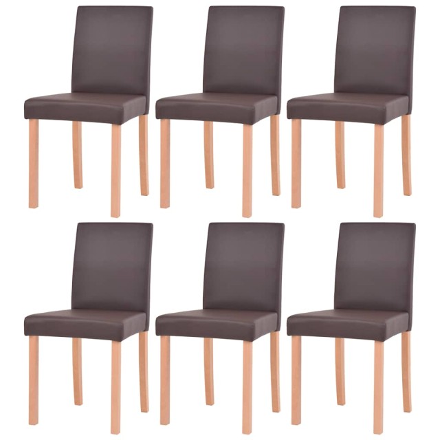 Table et chaises 7 pcs Cuir synthétique Chêne Marron