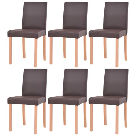 Table et chaises 7 pcs Cuir synthétique Chêne Marron