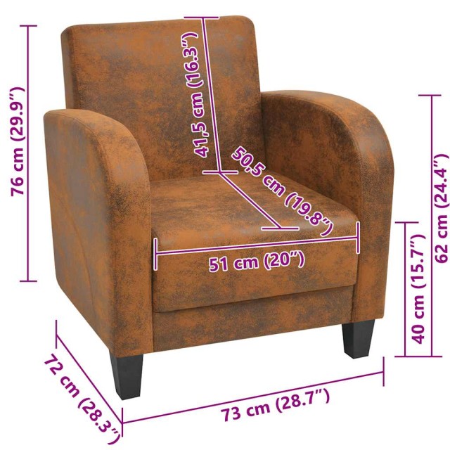 Fauteuil Marron Similicuir daim