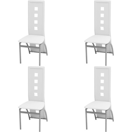 Chaises à manger lot de 4 blanc similicuir
