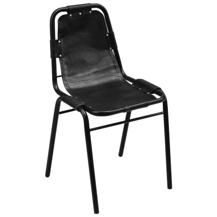 Chaises à manger lot de 2 noir cuir véritable 2