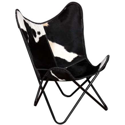 Chaise papillon noir et blanc cuir de vache 2