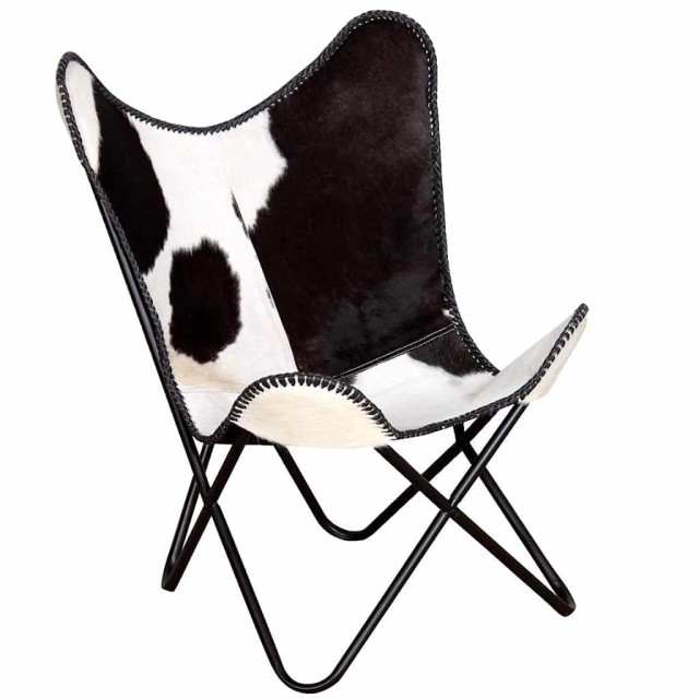 Chaise papillon noir et blanc cuir de vache