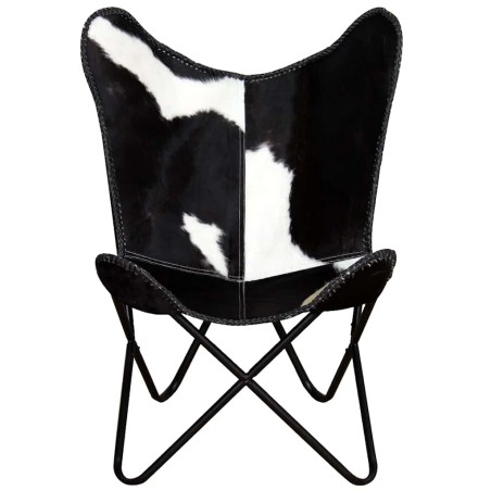 Chaise papillon noir et blanc cuir de vache