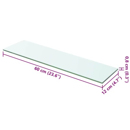 Panneau pour étagère Verre transparent 60 x 12 cm