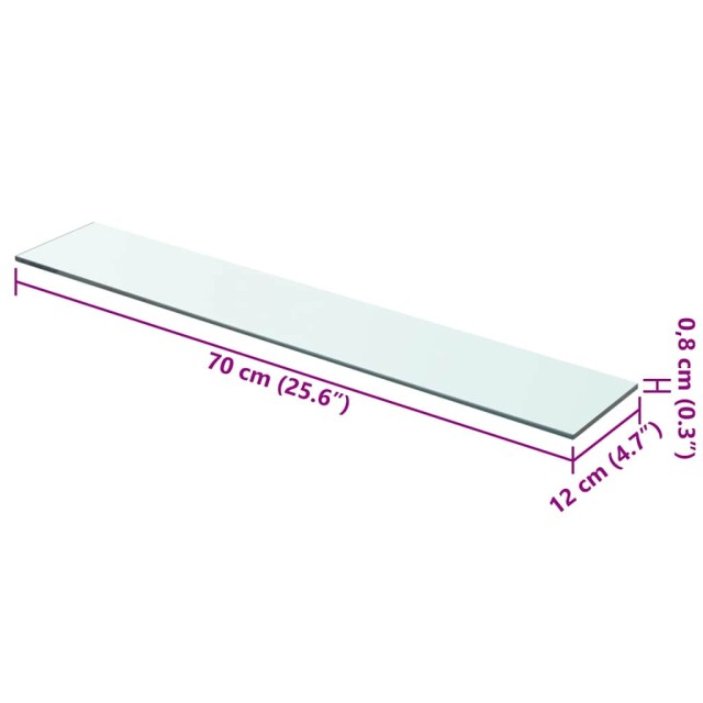 Panneau pour étagère Verre transparent 70 x 12 cm