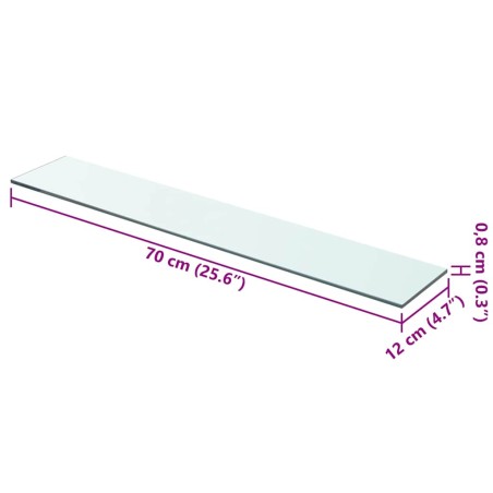 Panneau pour étagère Verre transparent 70 x 12 cm