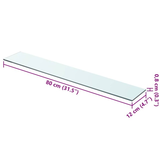 Panneau pour étagère Verre transparent 80 x 12 cm