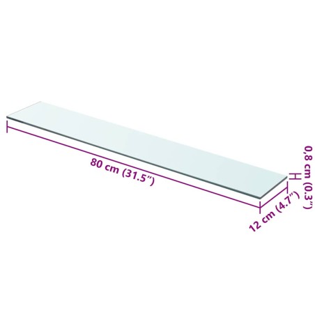 Panneau pour étagère Verre transparent 80 x 12 cm