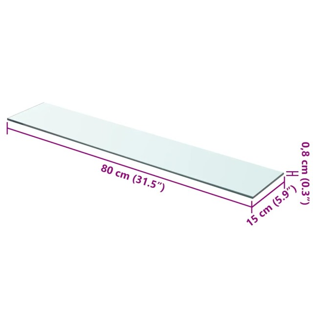 Panneau pour étagère Verre transparent 80 x 15 cm