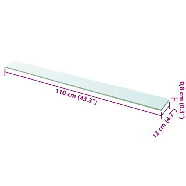 Panneau d’étagère Verre transparent 110 x 12 cm