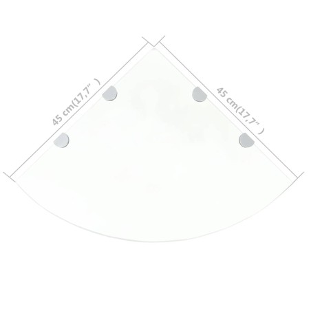 Étagère de coin et supports chromés Verre transparent 45x45 cm