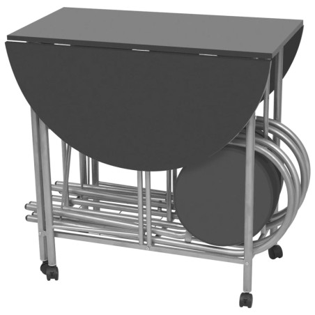 Ensemble de salle à manger pliable 5 pièces MDF noir