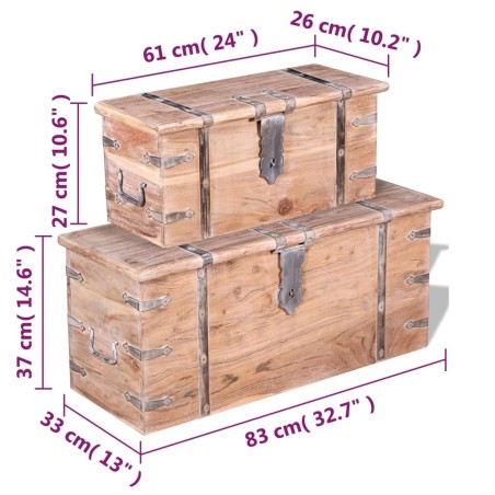 Ensemble de deux coffres de rangement Bois d'Acacia