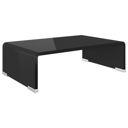 Meuble TV/support pour moniteur 40x25x11 cm verre noir 2