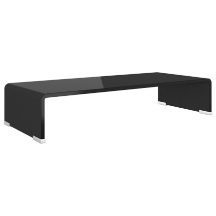 Meuble TV/support pour moniteur 60x25x11 cm verre noir 2