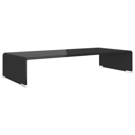 Meuble TV/support pour moniteur 70x30x13 cm verre noir 2