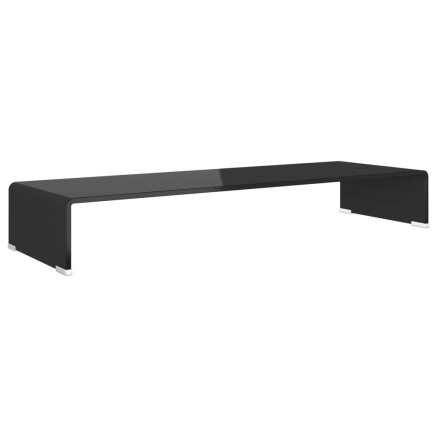 Meuble TV/support pour moniteur 90x30x13 cm verre noir 2