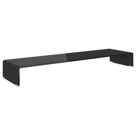 Meuble TV/support pour moniteur 110x30x13 cm verre noir 2