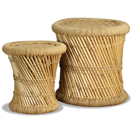 Tabourets lot de 2 Bambou et jute