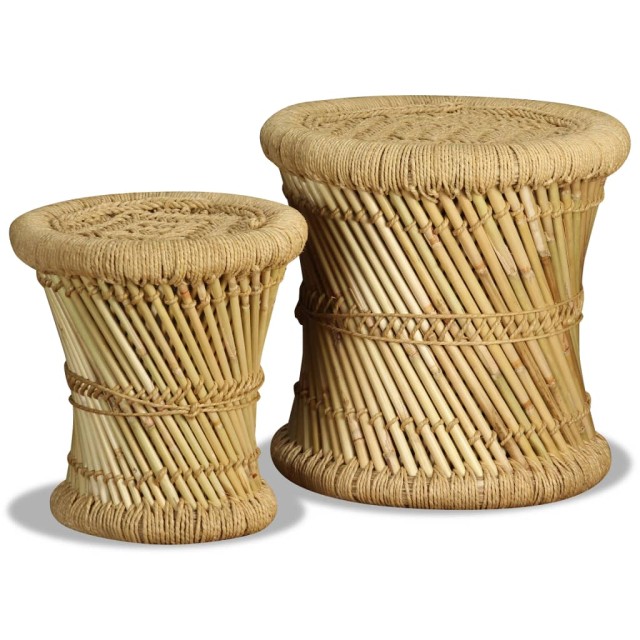 Tabourets lot de 2 Bambou et jute
