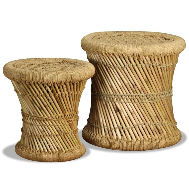 Tabourets lot de 2 Bambou et jute