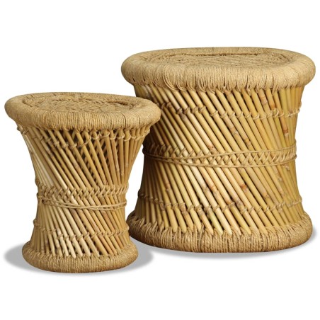 Tabourets lot de 2 Bambou et jute