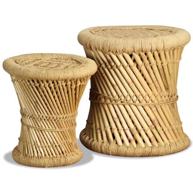 Tabourets lot de 2 Bambou et jute