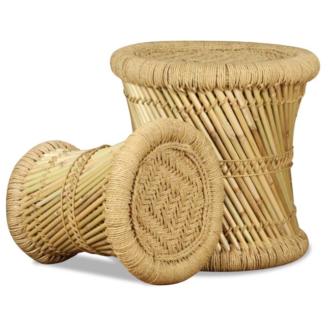 Tabourets lot de 2 Bambou et jute