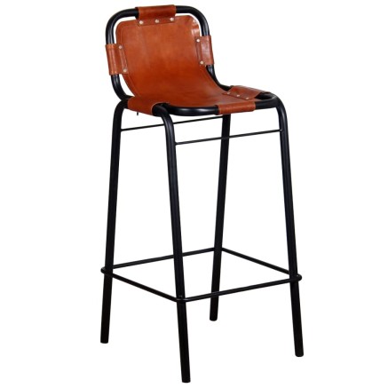 Tabourets de bar lot de 2 cuir véritable 2