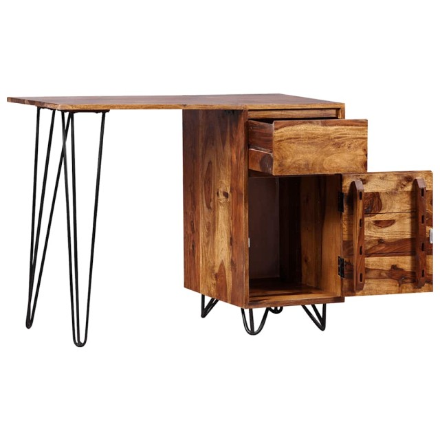 Bureau avec 1 tiroir et 1 armoire Bois massif