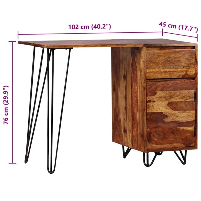 Bureau avec 1 tiroir et 1 armoire Bois massif
