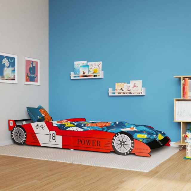 Lit voiture de course pour enfants 90 x 200 cm Rouge