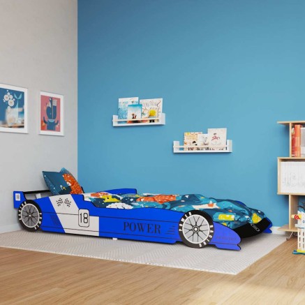 Lit voiture de course pour enfants 90 x 200 cm Bleu