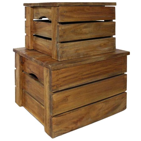 Ensemble de caisse de rangement 2 pcs bois d'acajou massif