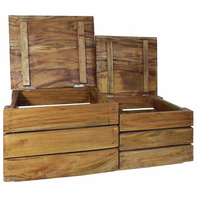 Ensemble de caisse de rangement 2 pcs bois d'acajou massif