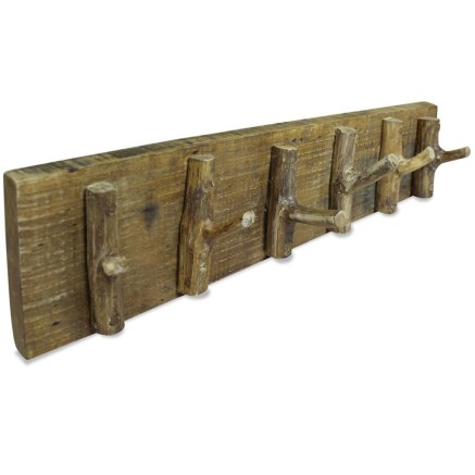 Porte-manteau bois de récupération mélangé 60x15 cm