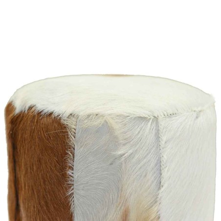 Tabouret de bar cuir de chèvre et bois de teck solide