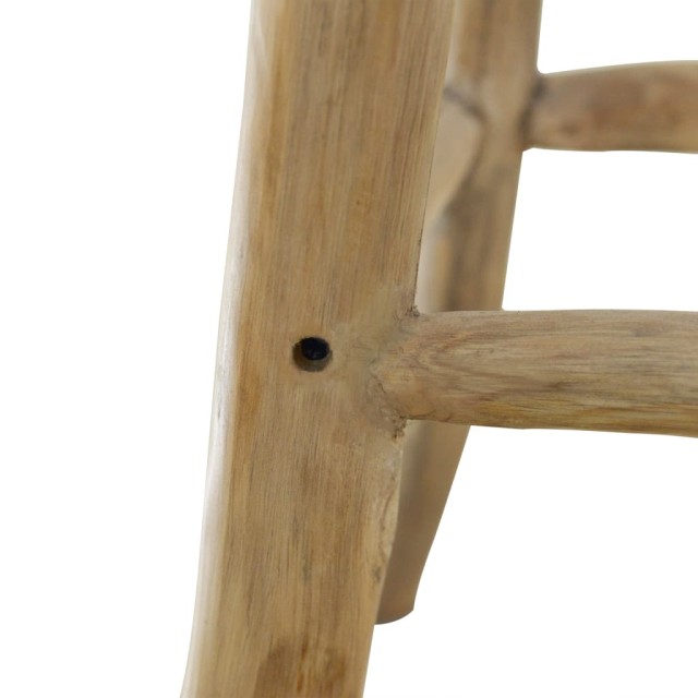 Tabouret de bar cuir de chèvre et bois de teck solide