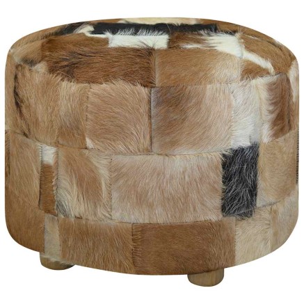 Pouf cuir de chèvre Rond 50 x 50 x 45 cm