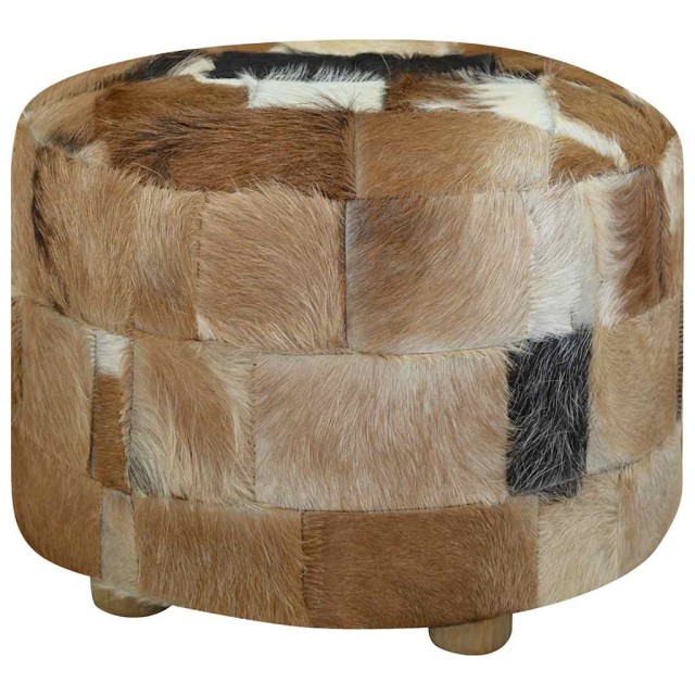 Pouf cuir de chèvre Rond 50 x 50 x 45 cm