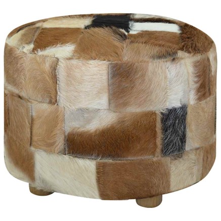 Pouf cuir de chèvre Rond 50 x 50 x 45 cm 2