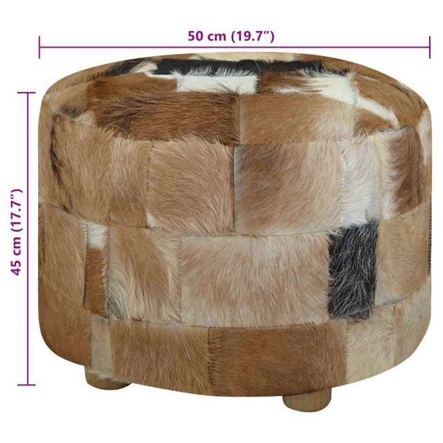 Pouf cuir de chèvre Rond 50 x 50 x 45 cm