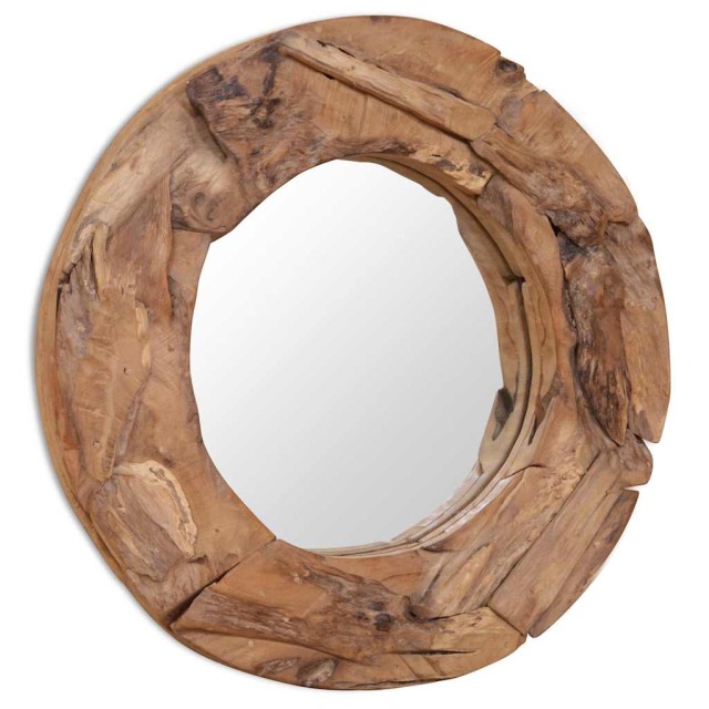 Miroir décoratif Teck 60 cm Rond