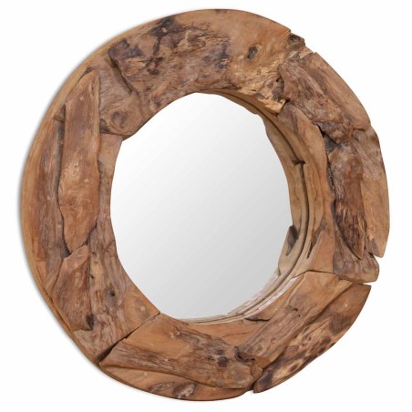 Miroir décoratif Teck 60 cm Rond