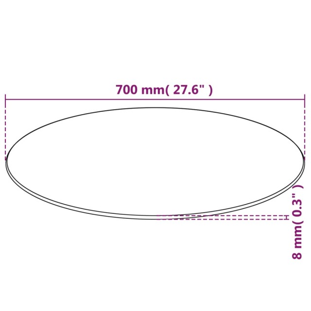 Dessus de table rond Verre trempé 700 mm