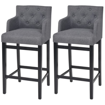 Tabourets de bar lot de 2 gris foncé tissu