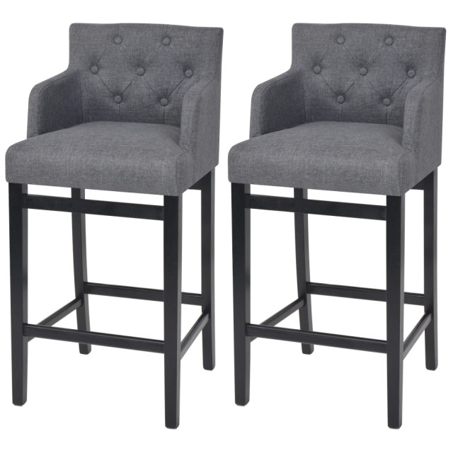 Tabourets de bar lot de 2 gris foncé tissu