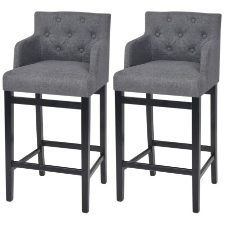 Tabourets de bar lot de 2 gris foncé tissu