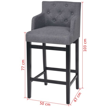 Tabourets de bar lot de 2 gris foncé tissu